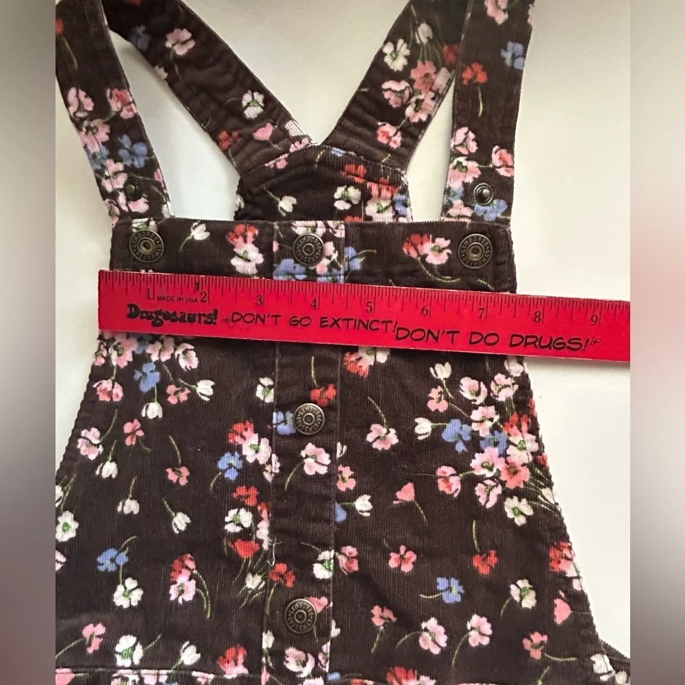 Gymboree Western Skies Brown Floral Corduroy Jumper Dress Girls Size 7